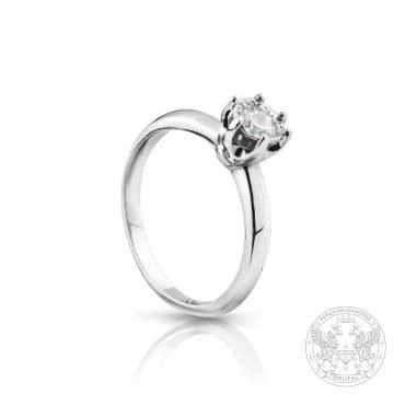 Годежен пръстен с диамант 0,412 ct в бяло злато 585 — GIA сертифициран