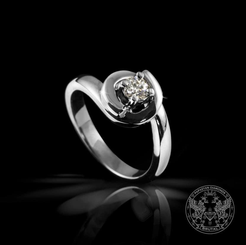 Годежен пръстен с диамант 0,169 ct в бяло злато 585