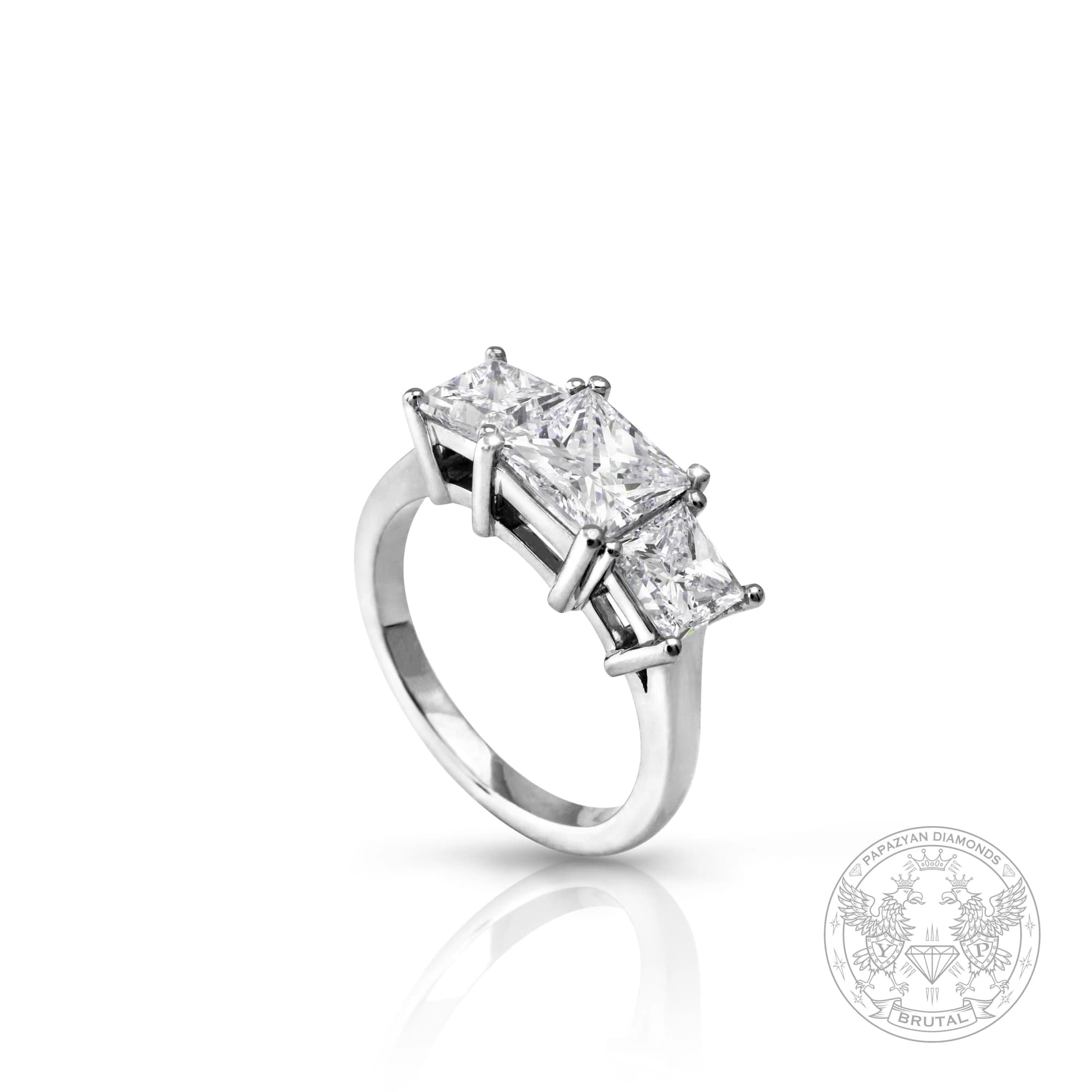 Годежен пръстен с диамант Princess 2,76 ct в платина 950