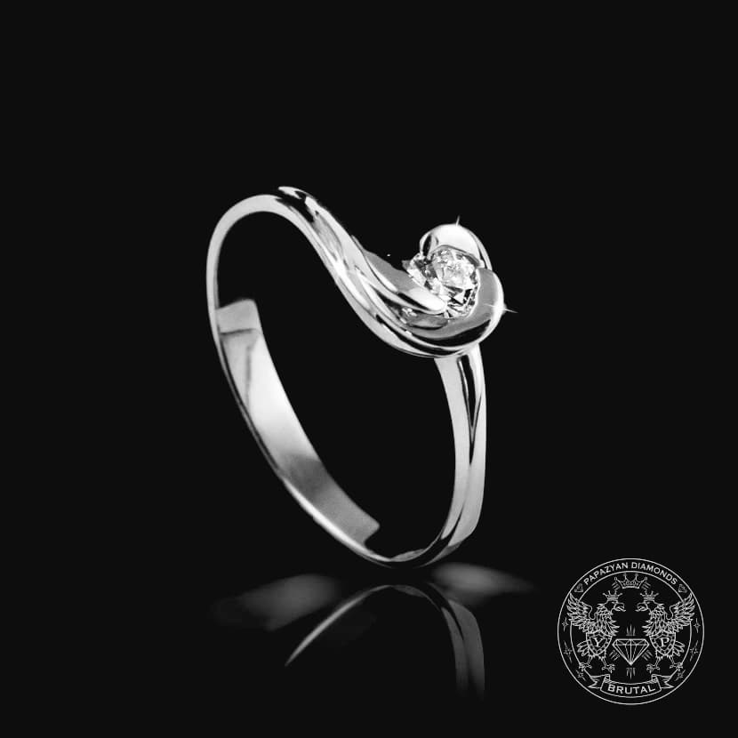 Годежен пръстен с диамант 0,16 ct в бяло злато 585