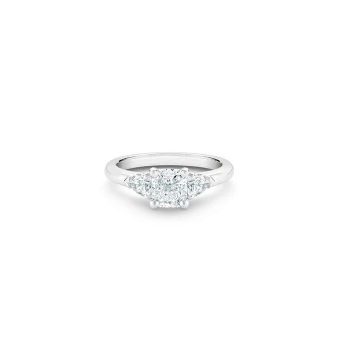 Годежен пръстен с диамант Princess 1,33 ct и странични брилянти 0,63 ct в бяло злато 750 — GIA сертифициран