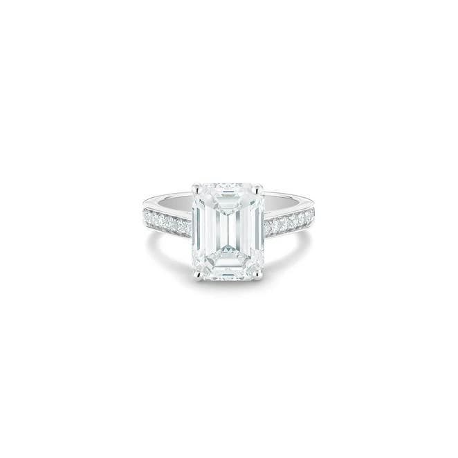 Годежен пръстен с изумруд Emerald 3,58 ct и странични брилянти 0,26 ct в бяло злато 750 — GIA сертифициран