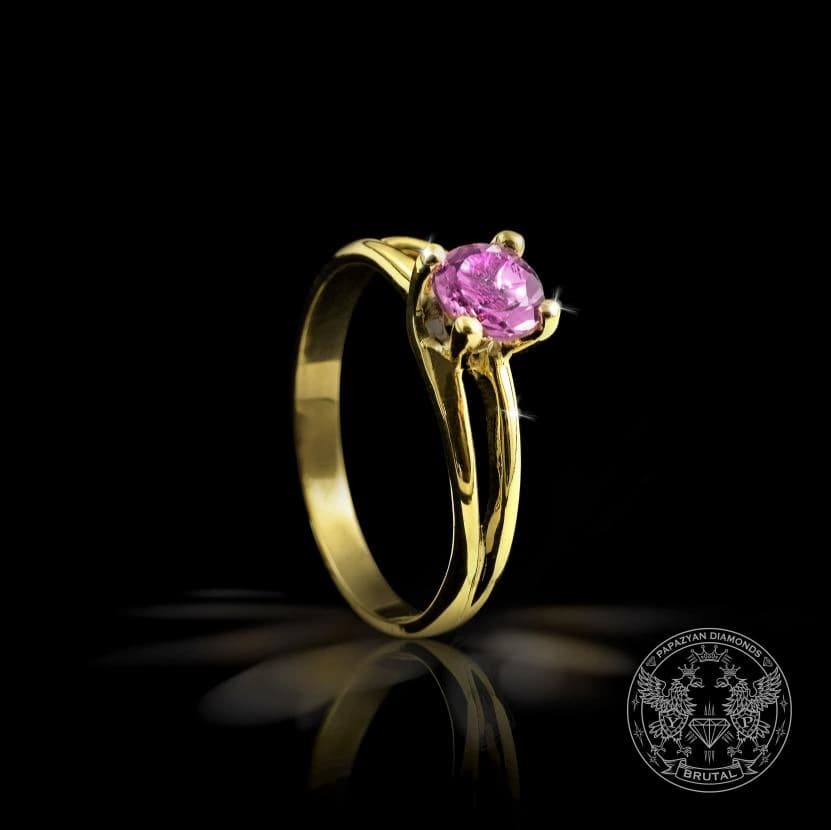 Годежен пръстен с аметист 0,41 ct в жълто злато 585