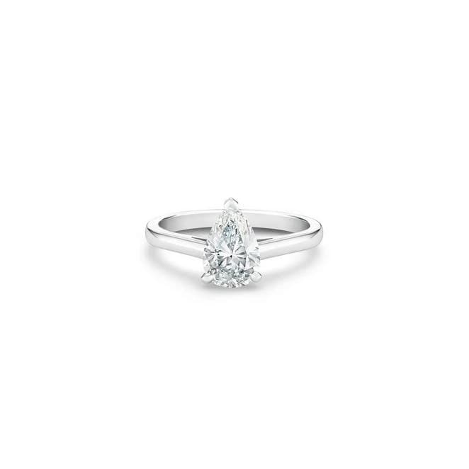 Годежен пръстен с диамант Pear 3,02 ct в бяло злато 750 — GIA сертифициран