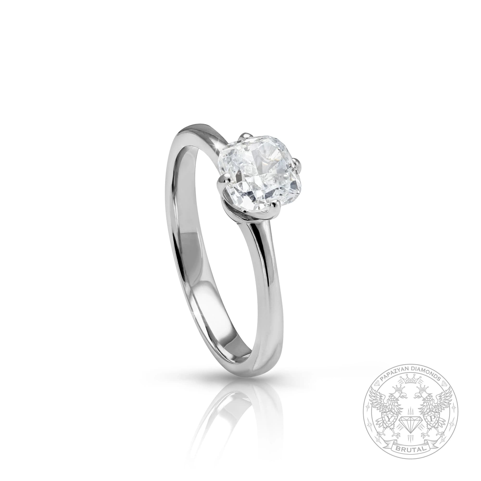 Годежен пръстен с диамант 0,9 ct в бяло злато 585 — GIA сертифициран