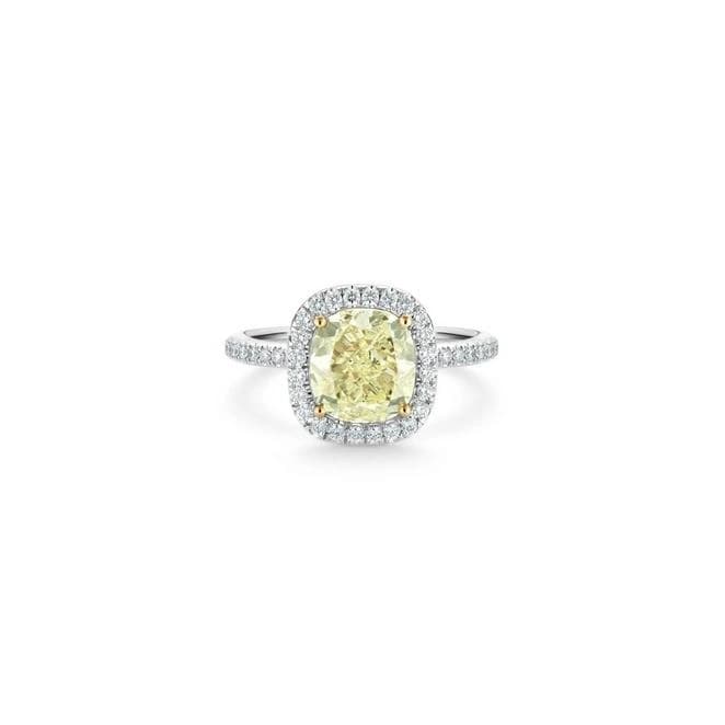 Годежен пръстен с диамант Cushion 3,34 ct и странични брилянти 0,36 ct в бяло злато 750 — GIA сертифициран