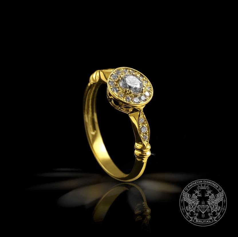 Годежен пръстен с диамант 0,15 ct в жълто злато 585