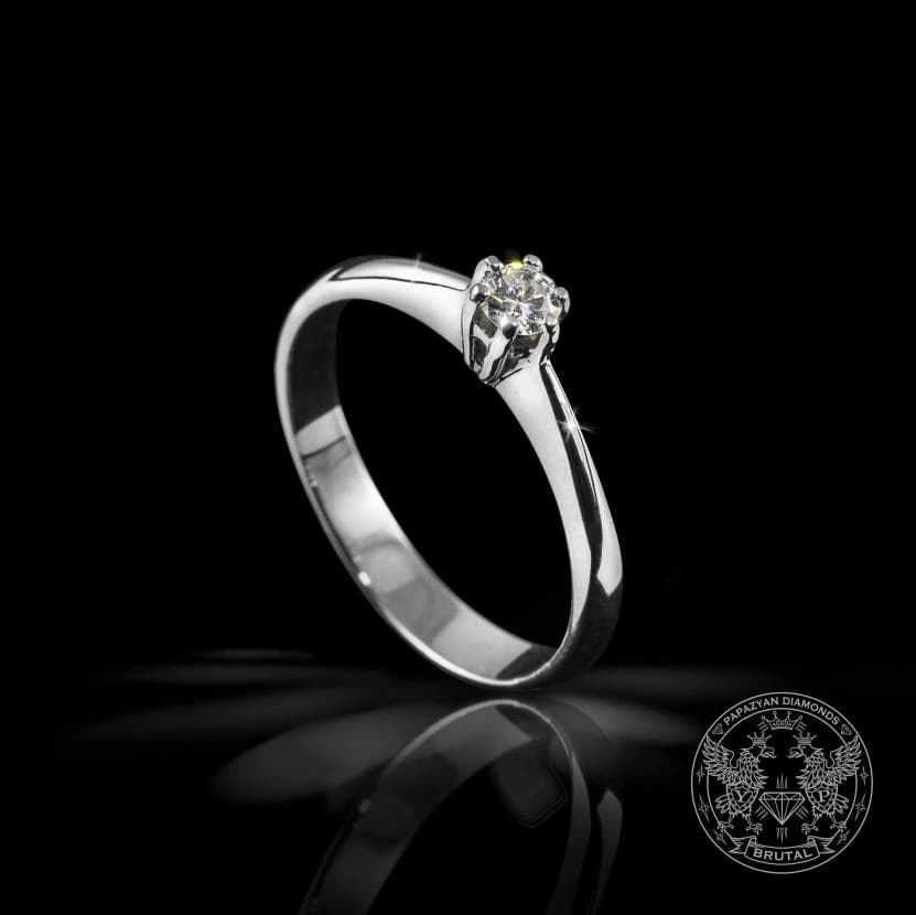 Годежен пръстен с диамант 0,177 ct в бяло злато 585