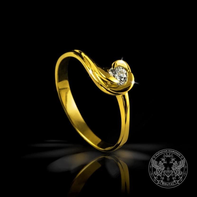 Годежен пръстен с диамант 0,16 ct в жълто злато 585