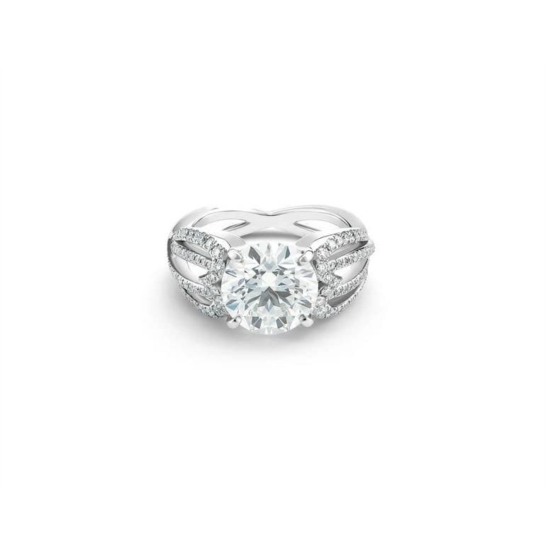 Годежен пръстен с диамант 3,5 ct и странични брилянти 0,37 ct в бяло злато 750 — GIA сертифициран