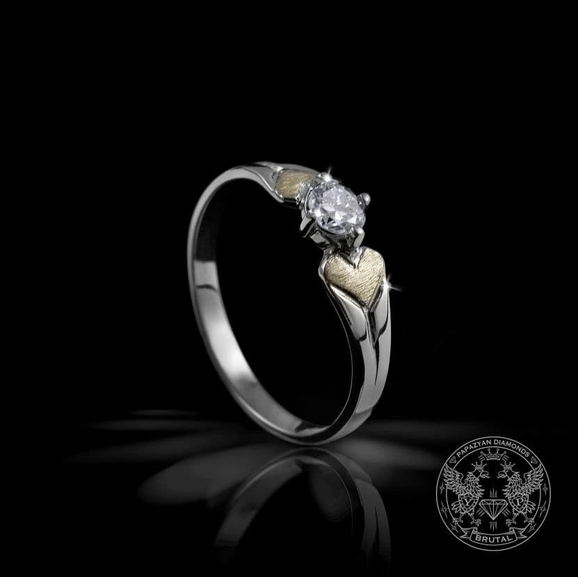 Годежен пръстен с диамант 0,185 ct в бяло злато 585