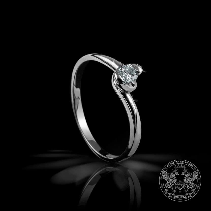 Годежен пръстен с диамант 0,15 ct в бяло злато 585