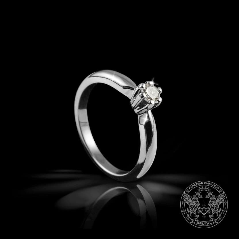 Годежен пръстен с диамант 0,177 ct в бяло злато 585