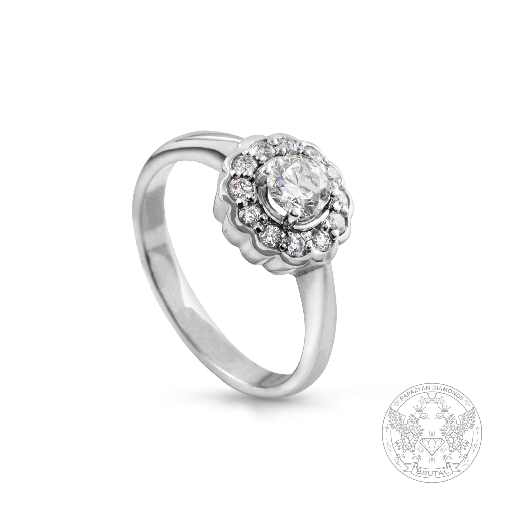 Годежен пръстен с диамант 0,27 ct и странични брилянти 0,15 ct в злато 585