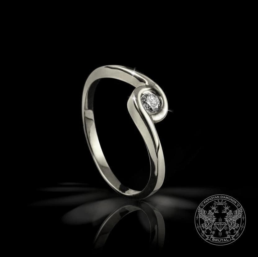 Годежен пръстен с диамант 0,155 ct в бяло злато 585