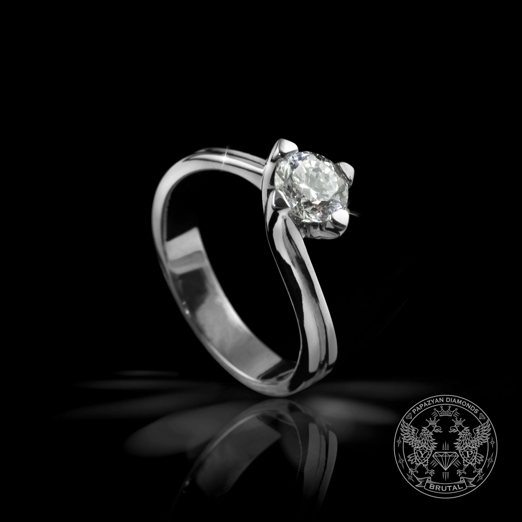 Годежен пръстен с диамант 0,51 ct в бяло злато 750 — снимка 1