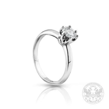 Годежен пръстен с диамант 0,412 ct в бяло злато 585 — GIA сертифициран — снимка 1