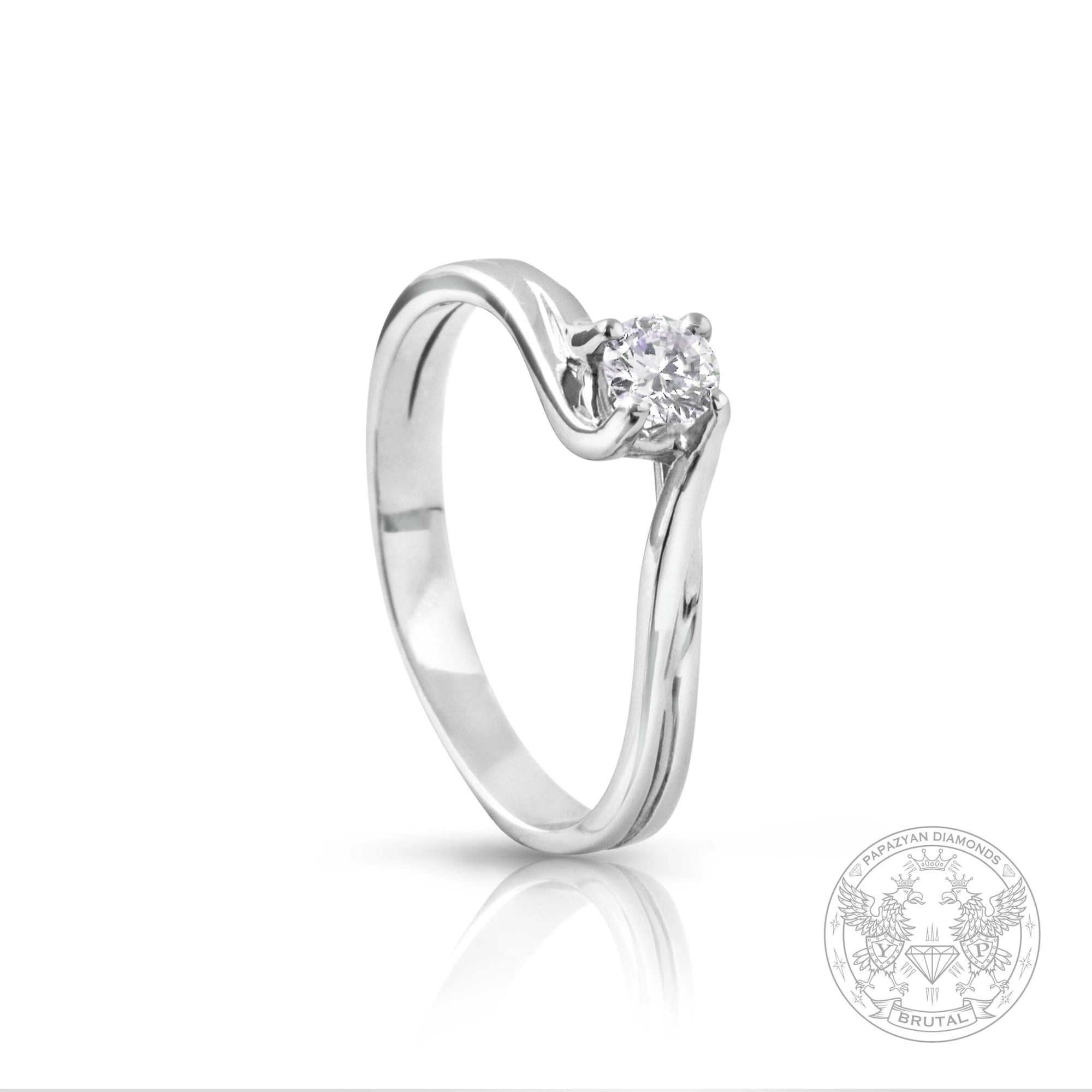 Годежен пръстен с диамант 0,26 ct в бяло злато 585 — снимка 1