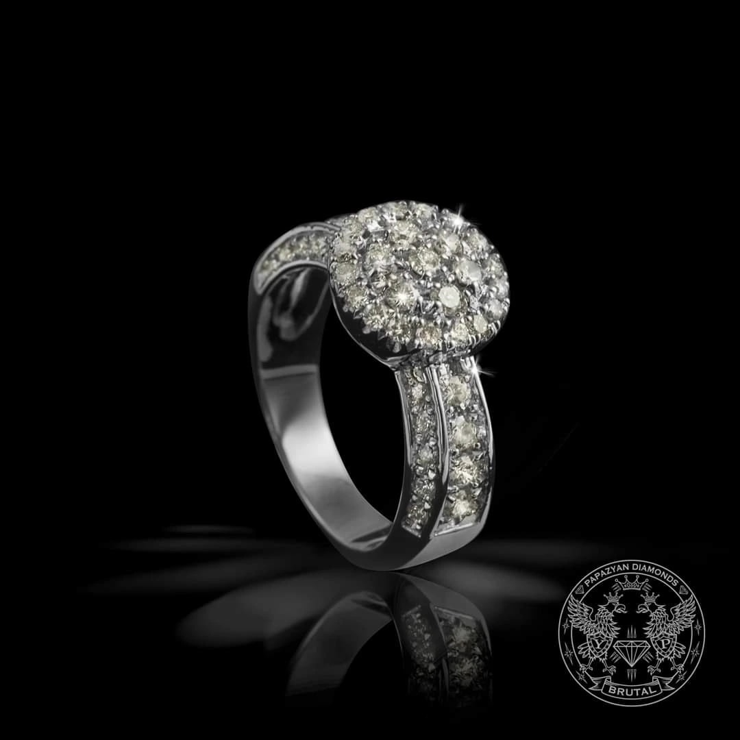 Годежен пръстен с диамант 0,89 ct в бяло злато 585 — снимка 1