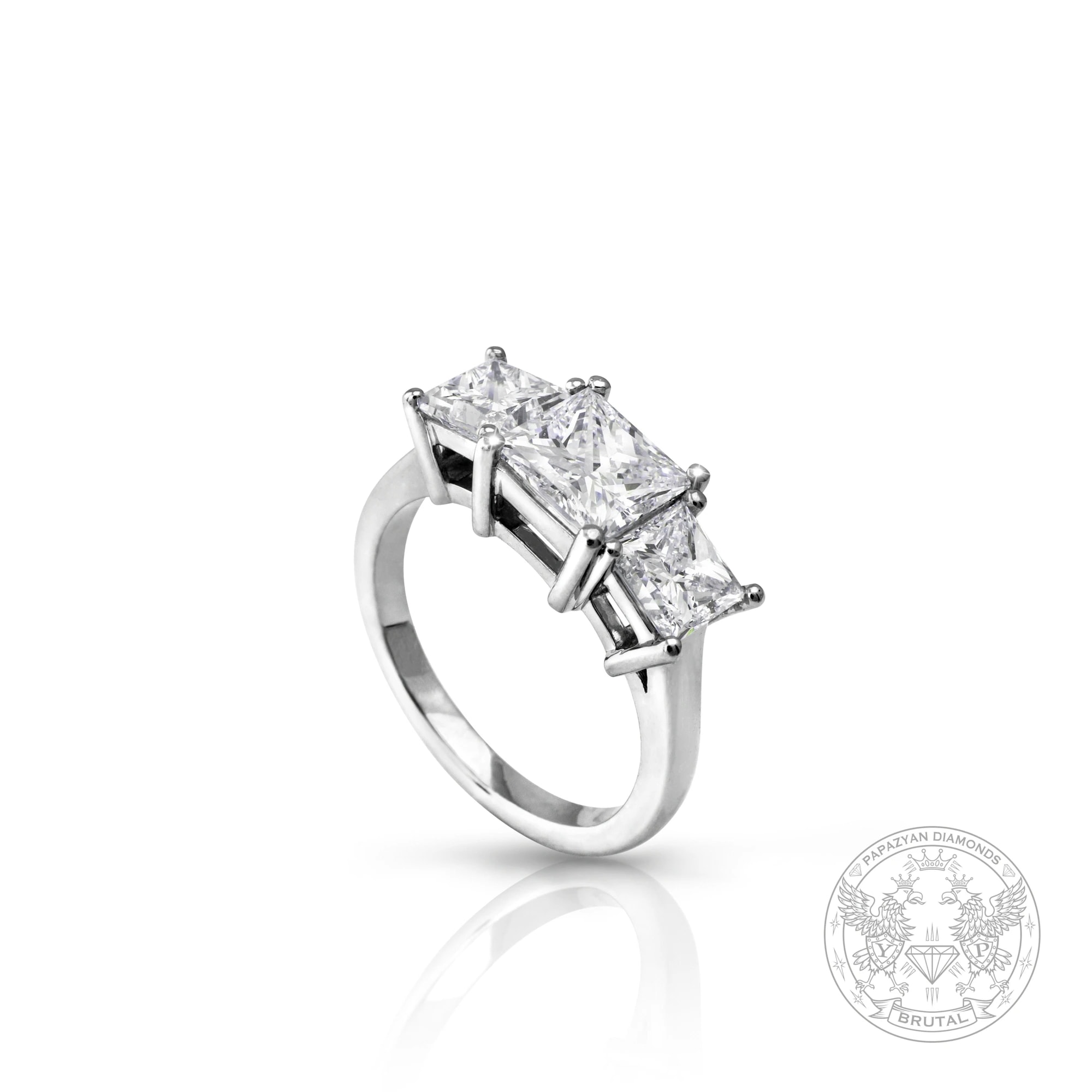 Годежен пръстен с диамант Princess 2,76 ct в платина 950 — снимка 1