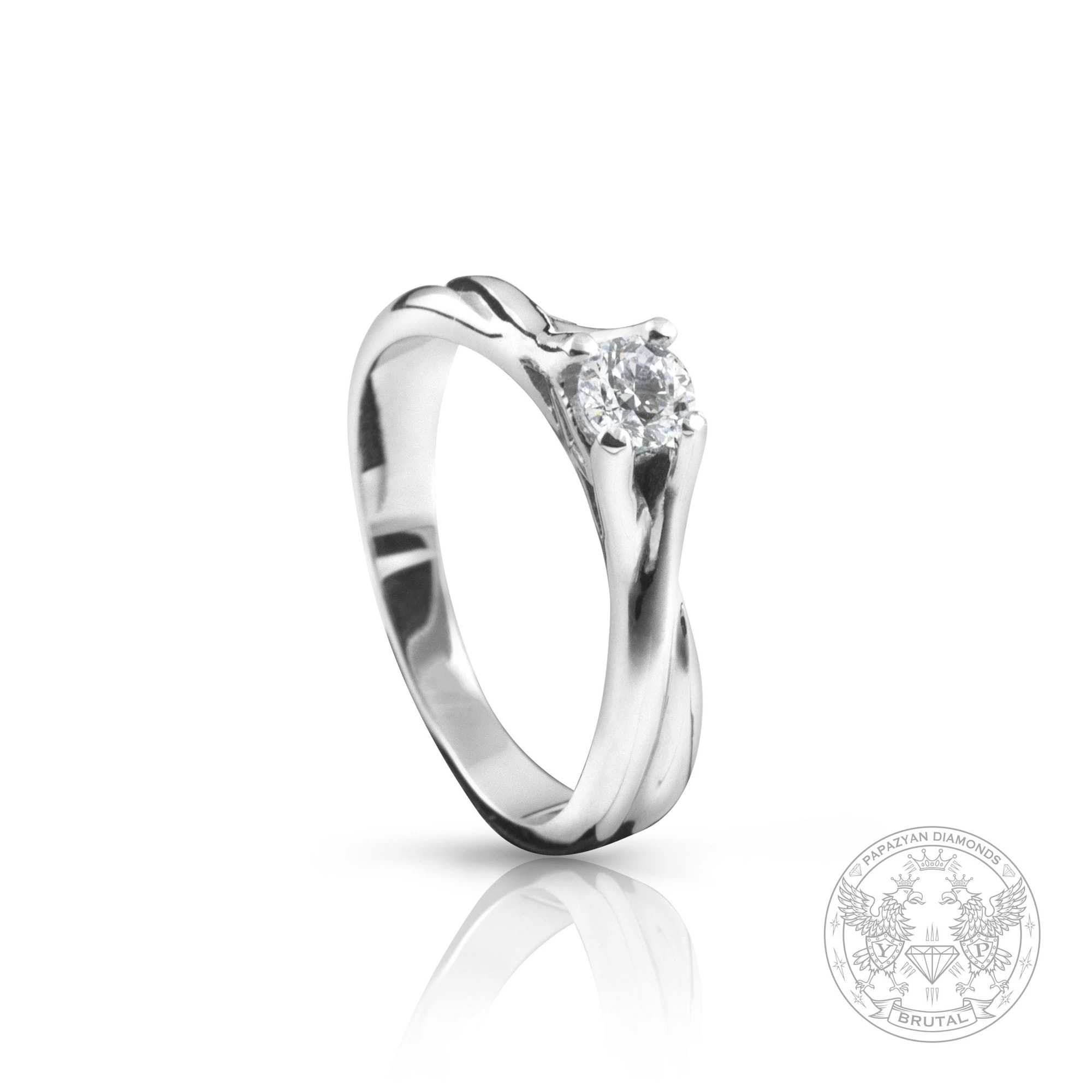 Годежен пръстен с диамант 0,2 ct в бяло злато 585 — снимка 1
