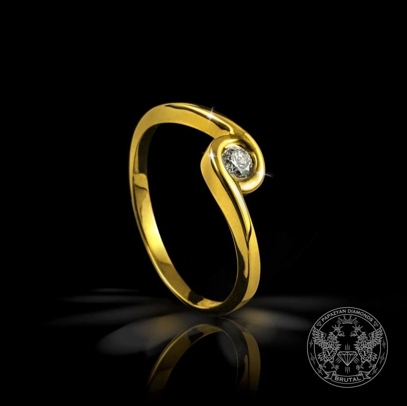 Годежен пръстен с диамант 0,16 ct в жълто злато 585 — снимка 1