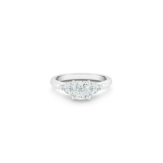 Годежен пръстен с диамант Princess 1,33 ct и странични брилянти 0,63 ct в бяло злато 750 — GIA сертифициран — снимка 1