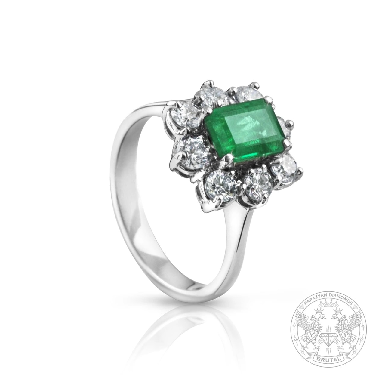 Годежен пръстен с диамант 0,72 ct и странични брилянти 1,17 ct в бяло злато 750 — снимка 1