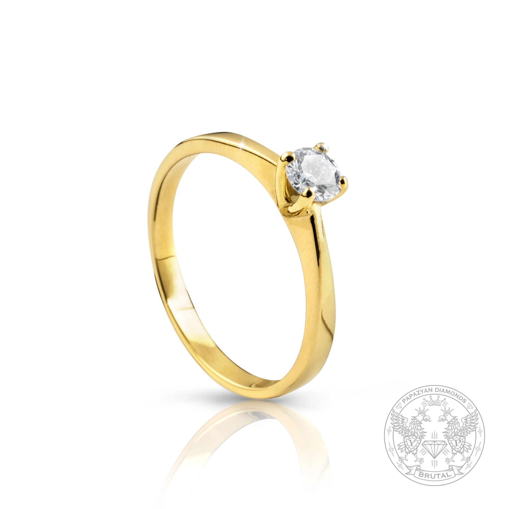 Годежен пръстен с диамант 0,16 ct в жълто злато 585 — снимка 1