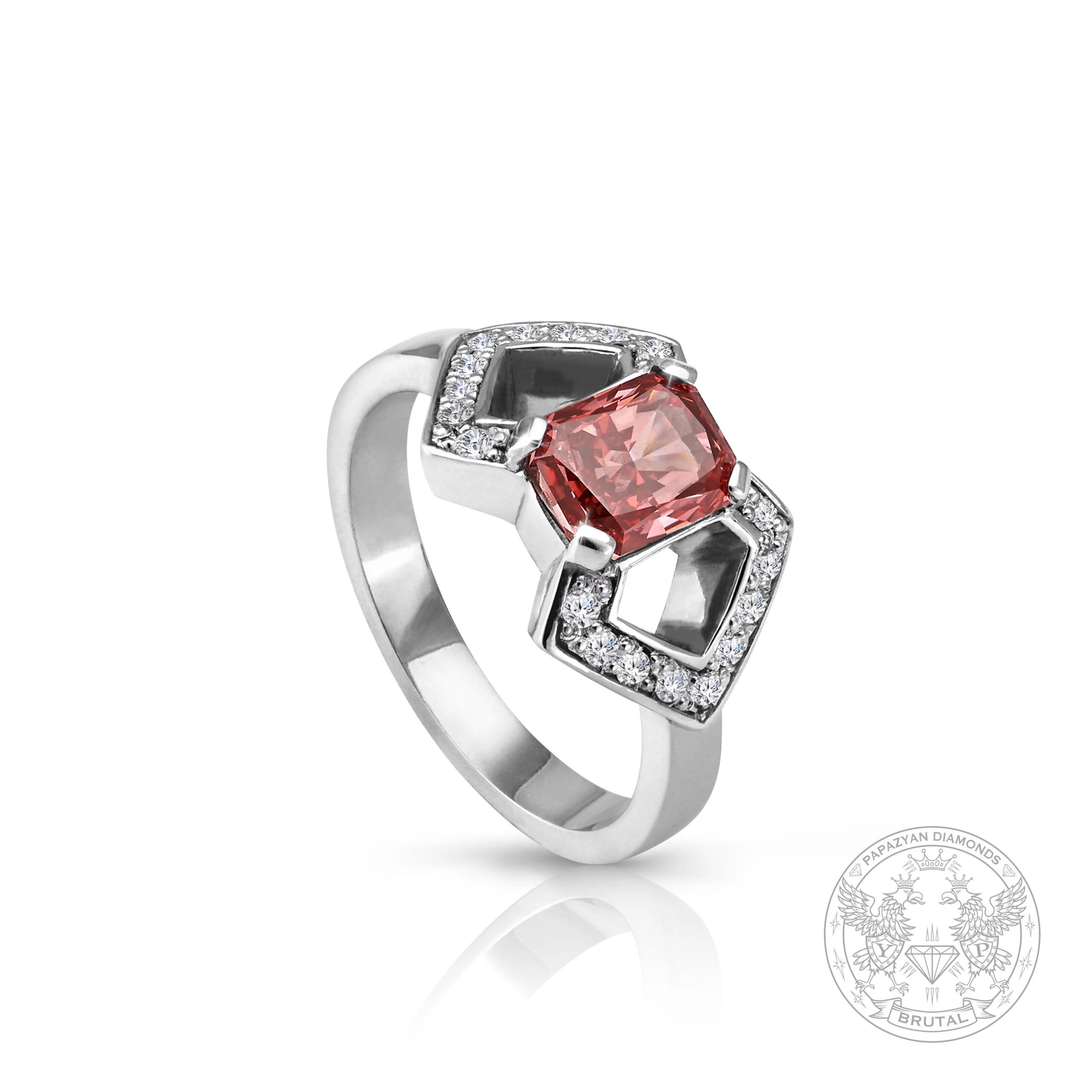Годежен пръстен с диамант 0,97 ct и странични брилянти 0,13 ct в бяло злато 585 — снимка 1