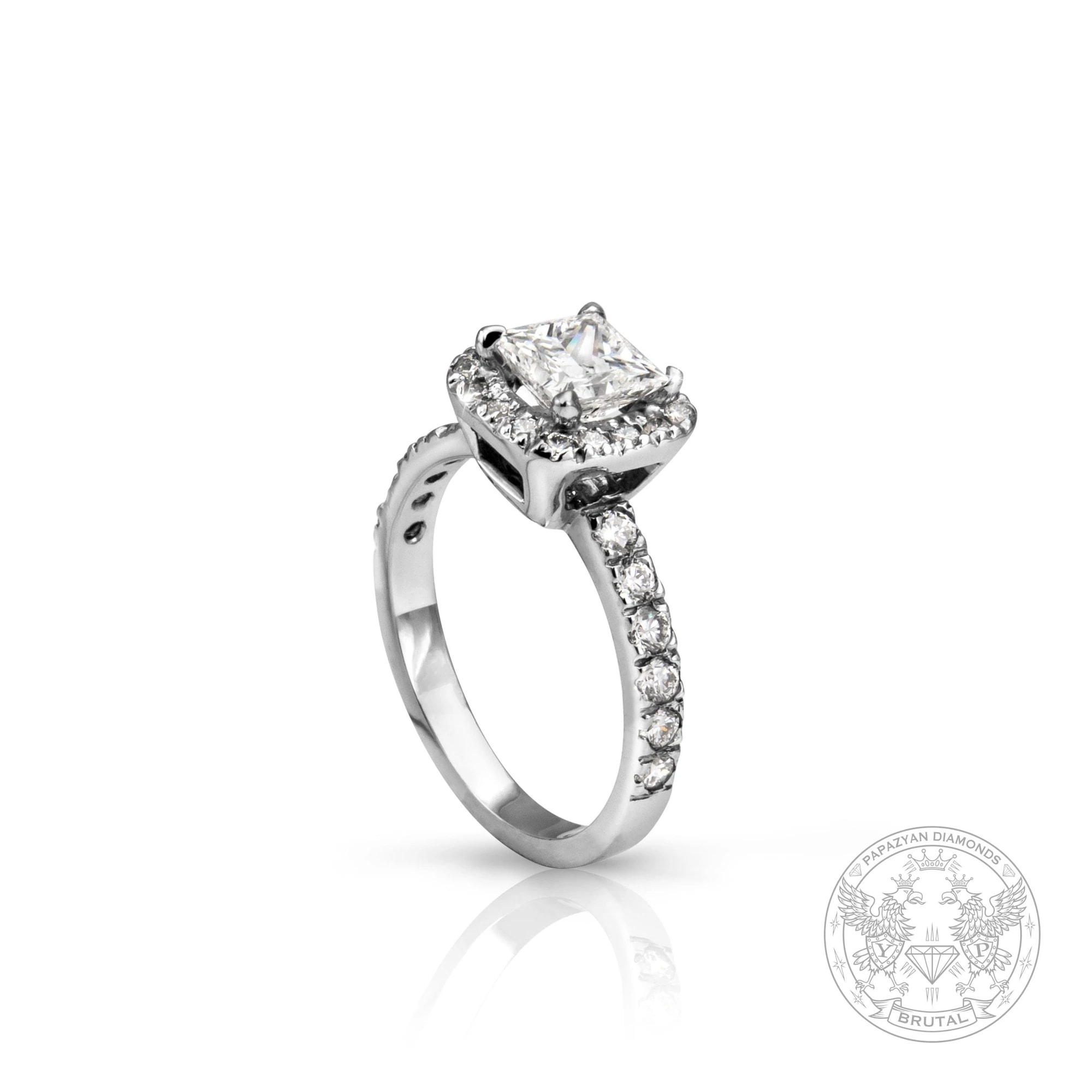 Годежен пръстен с диамант 1,01 ct и странични брилянти 0,6 ct в бяло злато 585 — снимка 1