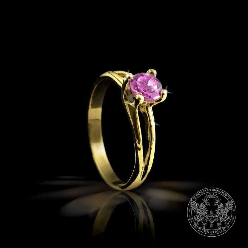 Годежен пръстен с аметист 0,41 ct в жълто злато 585 — снимка 1
