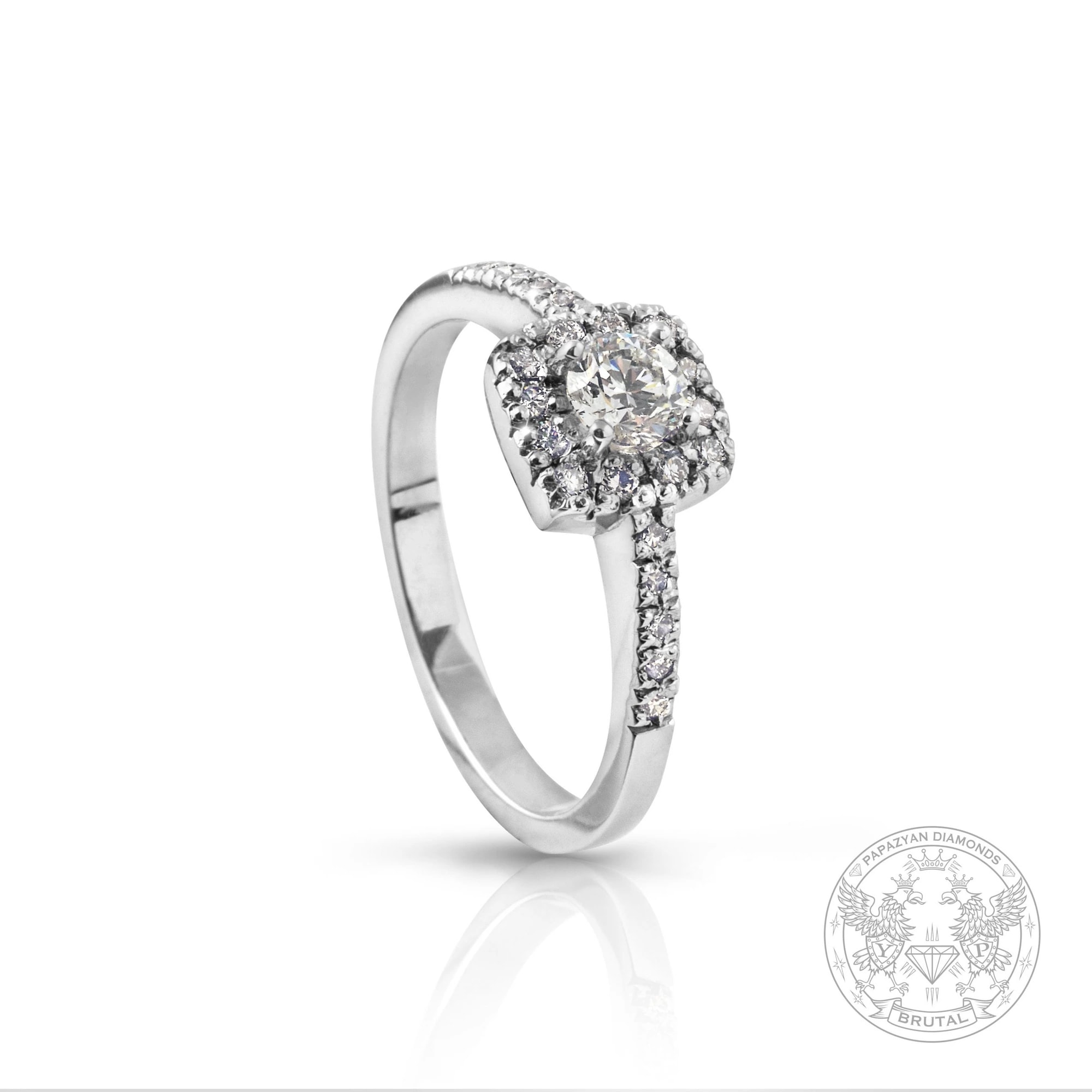 Годежен пръстен с диамант 0,2 ct и странични брилянти 0,2 ct в злато 585 — снимка 1