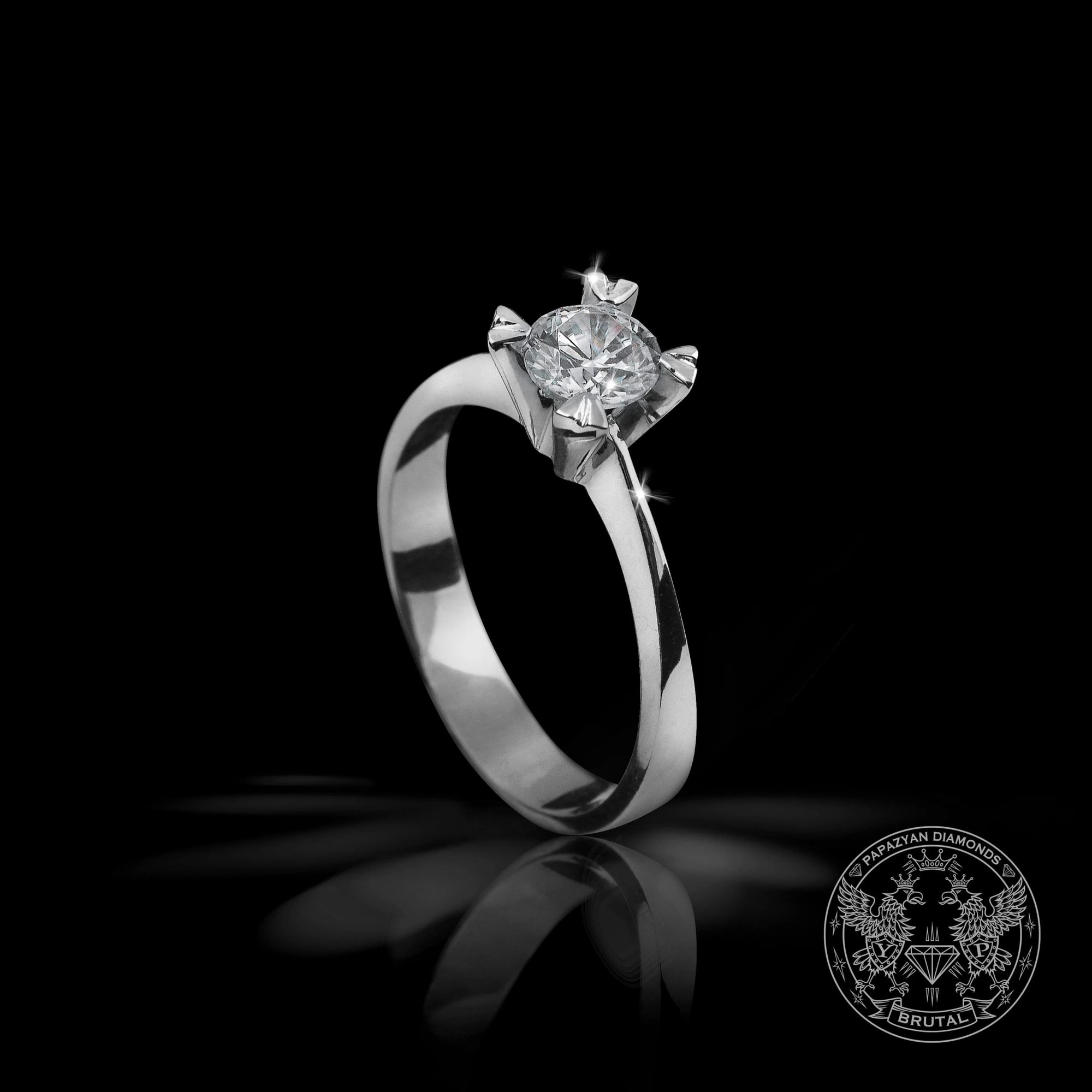 Годежен пръстен с диамант 0,35 ct и странични брилянти 0,35 ct в бяло злато 585 — GIA сертифициран — снимка 1