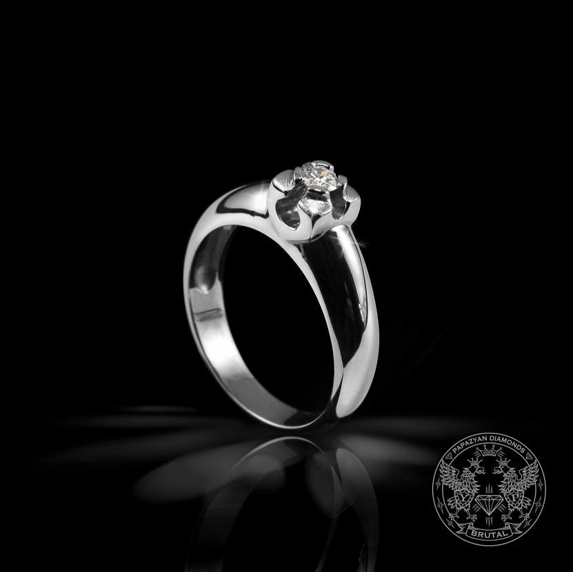 Годежен пръстен с диамант 0,107 ct в злато 585 — снимка 1