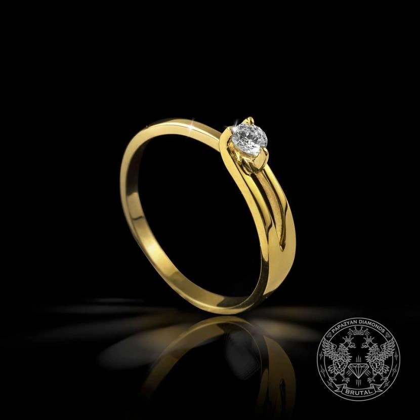 Годежен пръстен с диамант 0,1 ct в жълто злато 585 — снимка 1