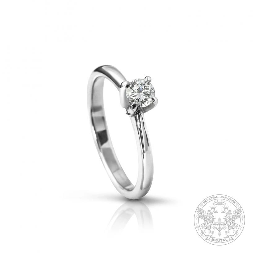 Годежен пръстен с диамант 0,181 ct в бяло злато 585 — снимка 1