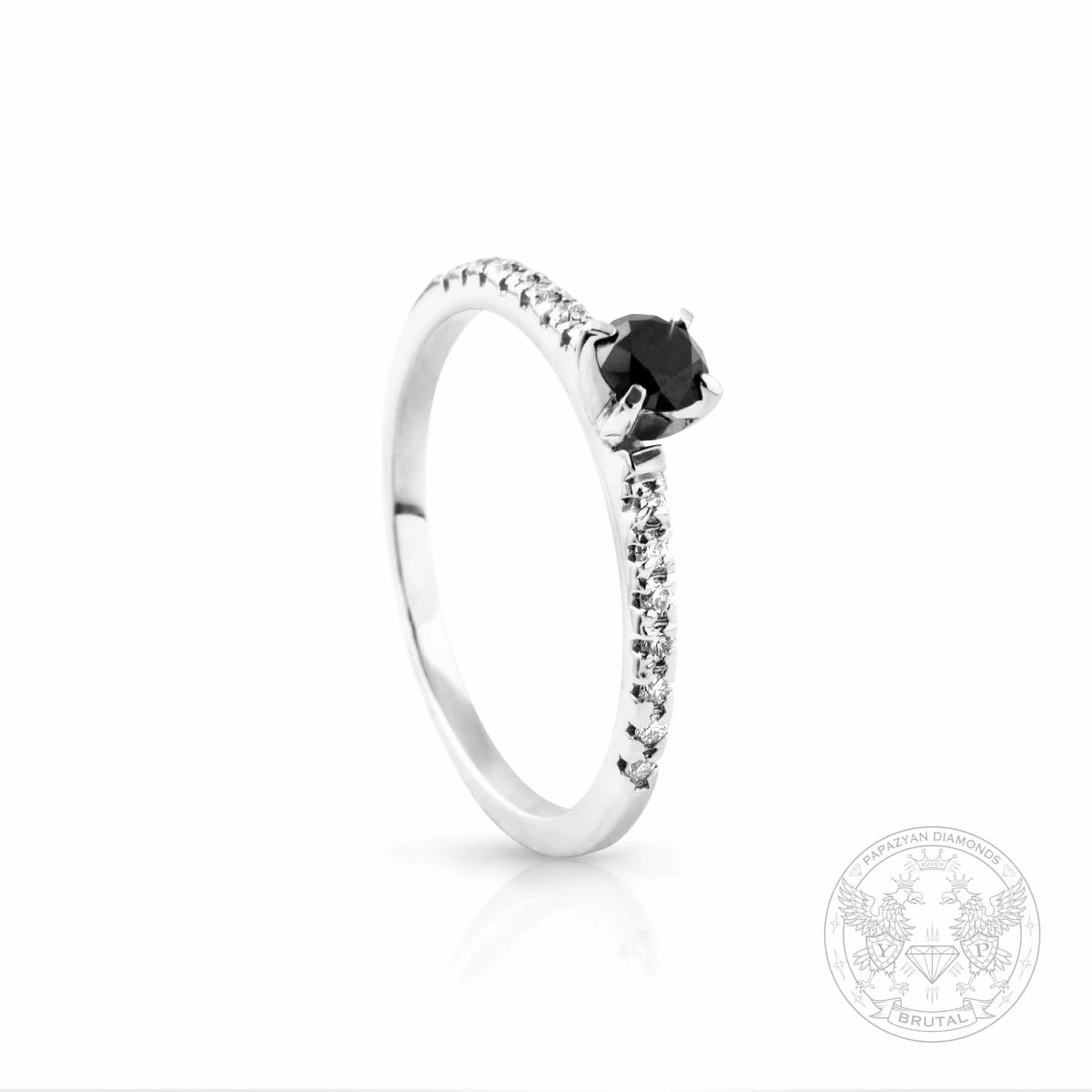 Годежен пръстен с диамант 0,37 ct и странични брилянти 0,13 ct в бяло злато 585 — снимка 1
