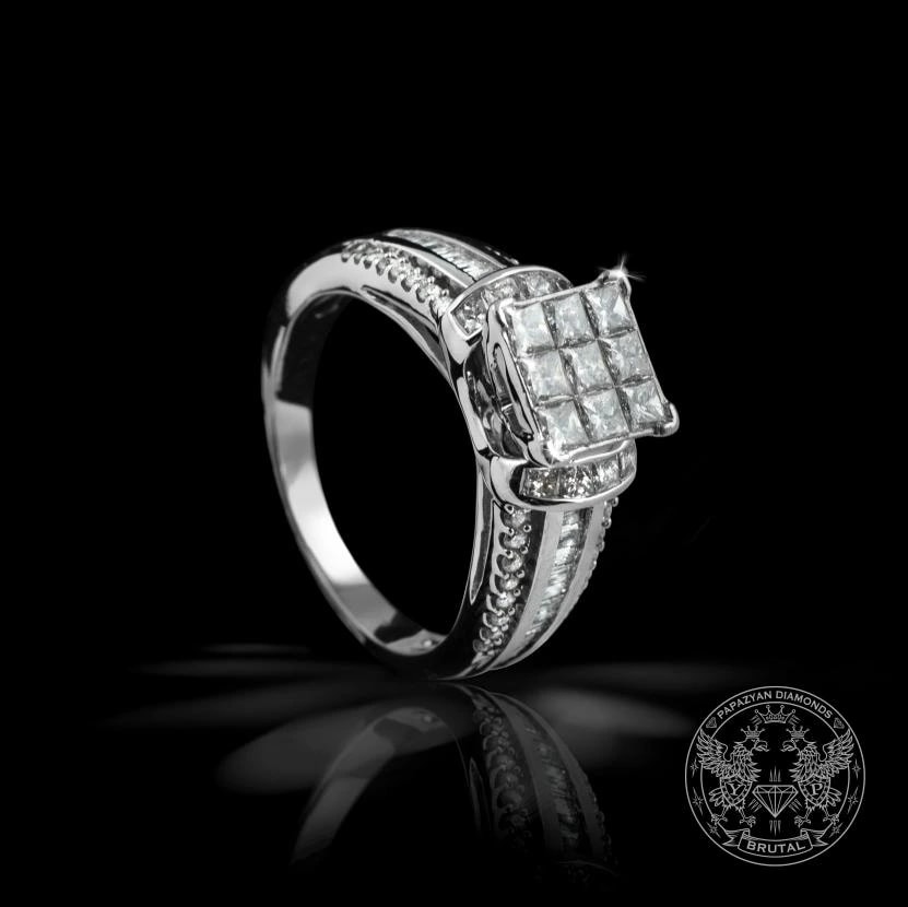 Годежен пръстен с диамант 0,98 ct в бяло злато 585 — снимка 1