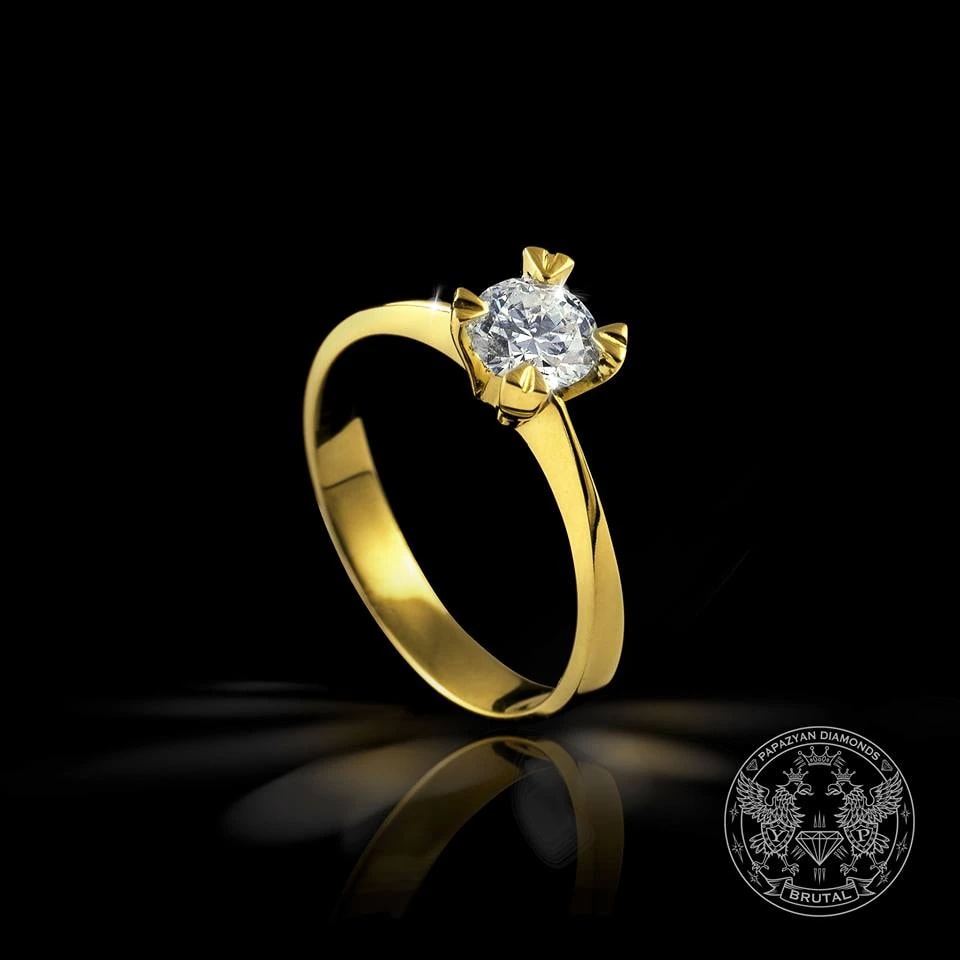 Годежен пръстен с диамант 0,5 ct в жълто злато 585 — снимка 1