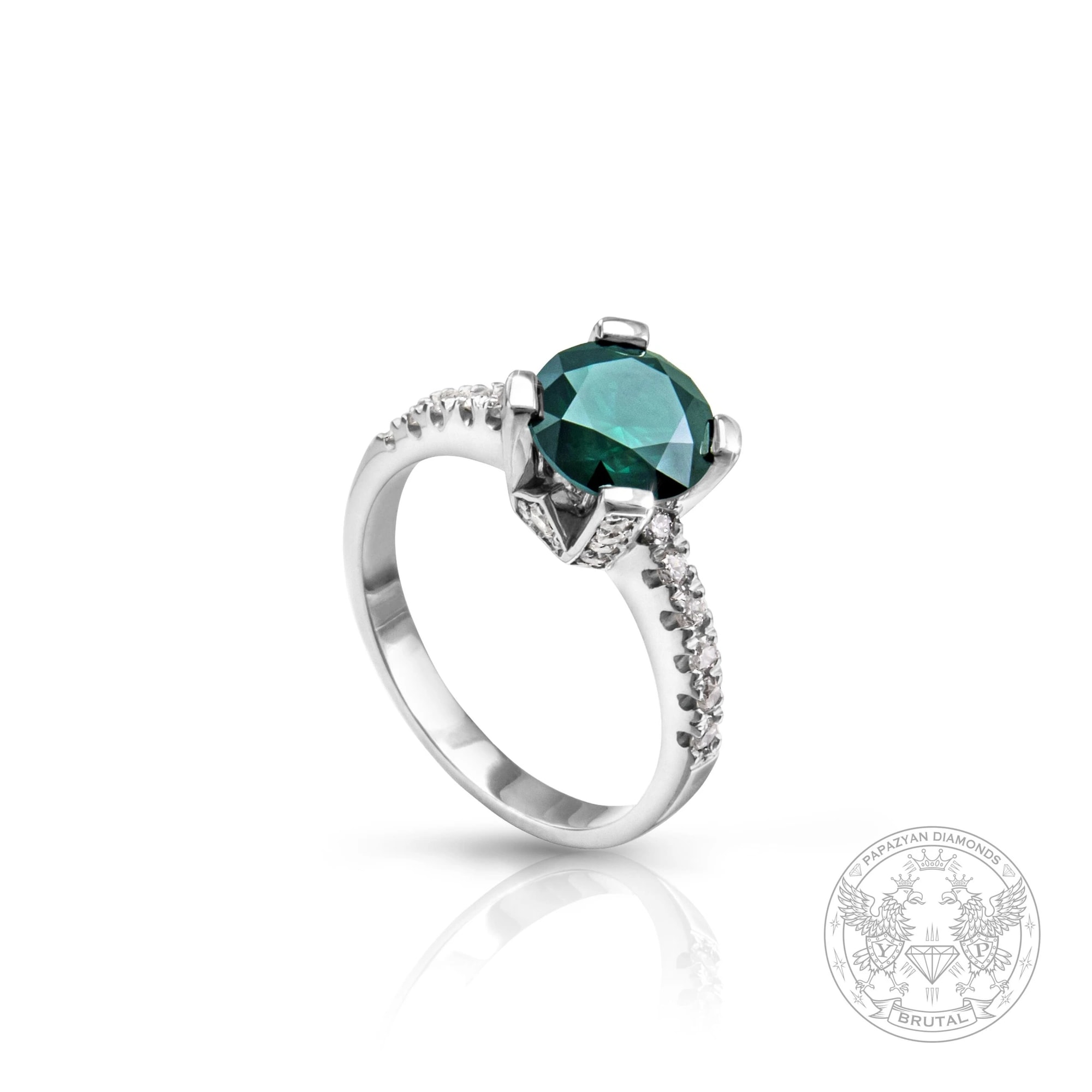 Годежен пръстен с диамант 1,58 ct и странични брилянти 0,21 ct в бяло злато 585 — снимка 1