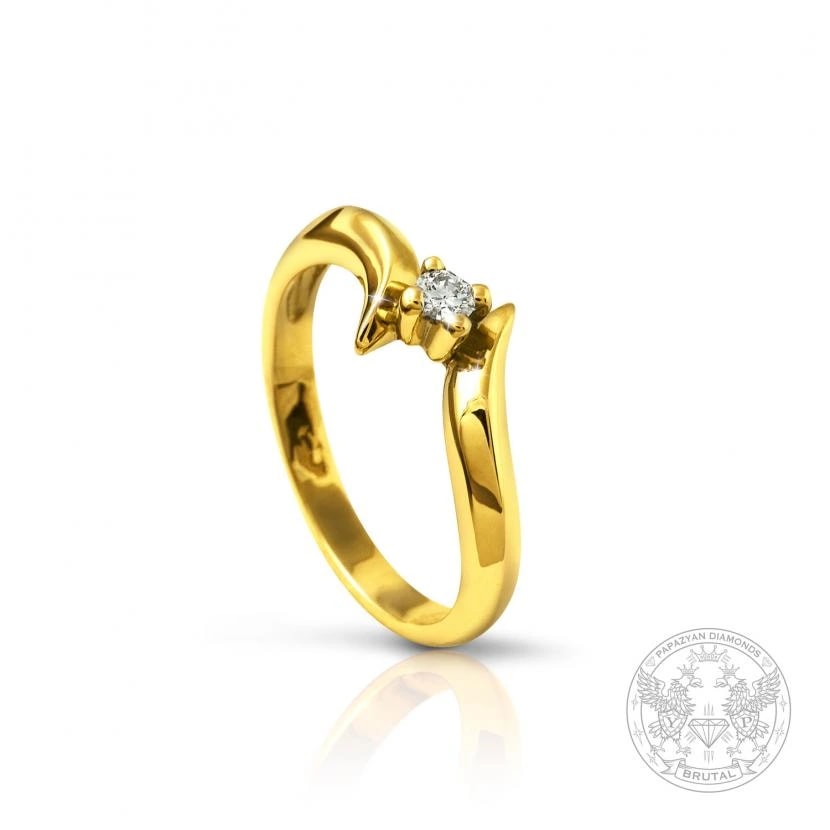 Годежен пръстен с диамант 0,08 ct в злато 585 — снимка 1