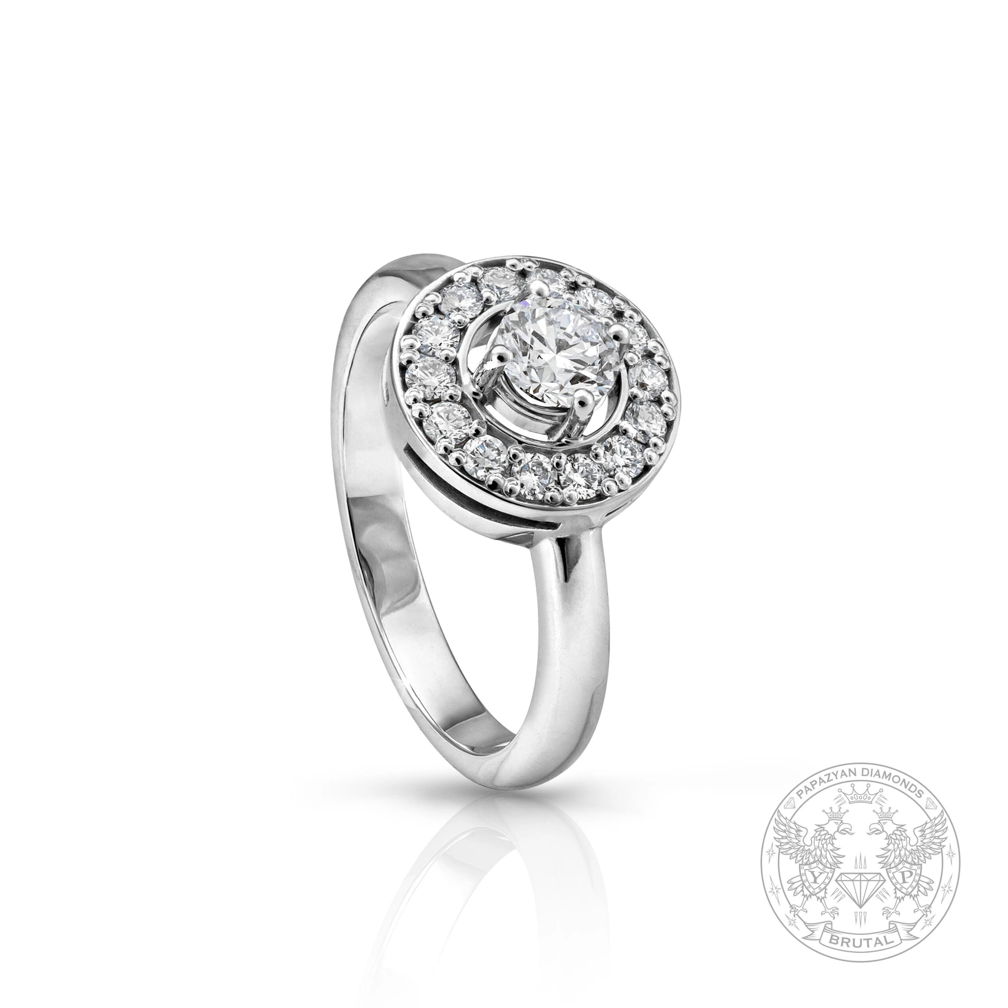 Годежен пръстен с диамант 0,265 ct и странични брилянти 0,15 ct в жълто злато 585 — снимка 1