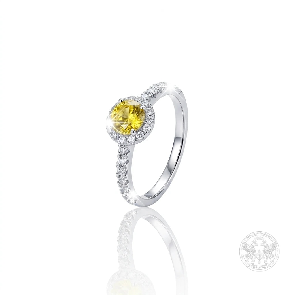 Годежен пръстен с диамант 0,5 ct и странични брилянти 0,31 ct в бяло злато 585 — снимка 1