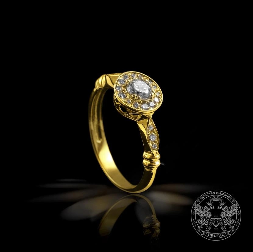 Годежен пръстен с диамант 0,15 ct в жълто злато 585 — снимка 1