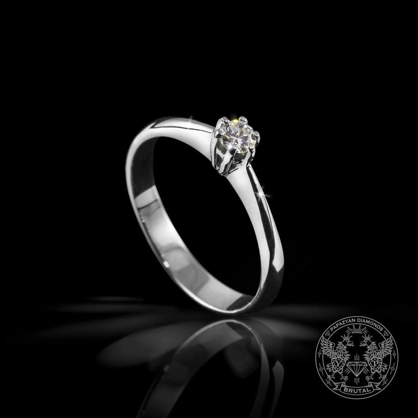 Годежен пръстен с диамант 0,177 ct в бяло злато 585 — снимка 1