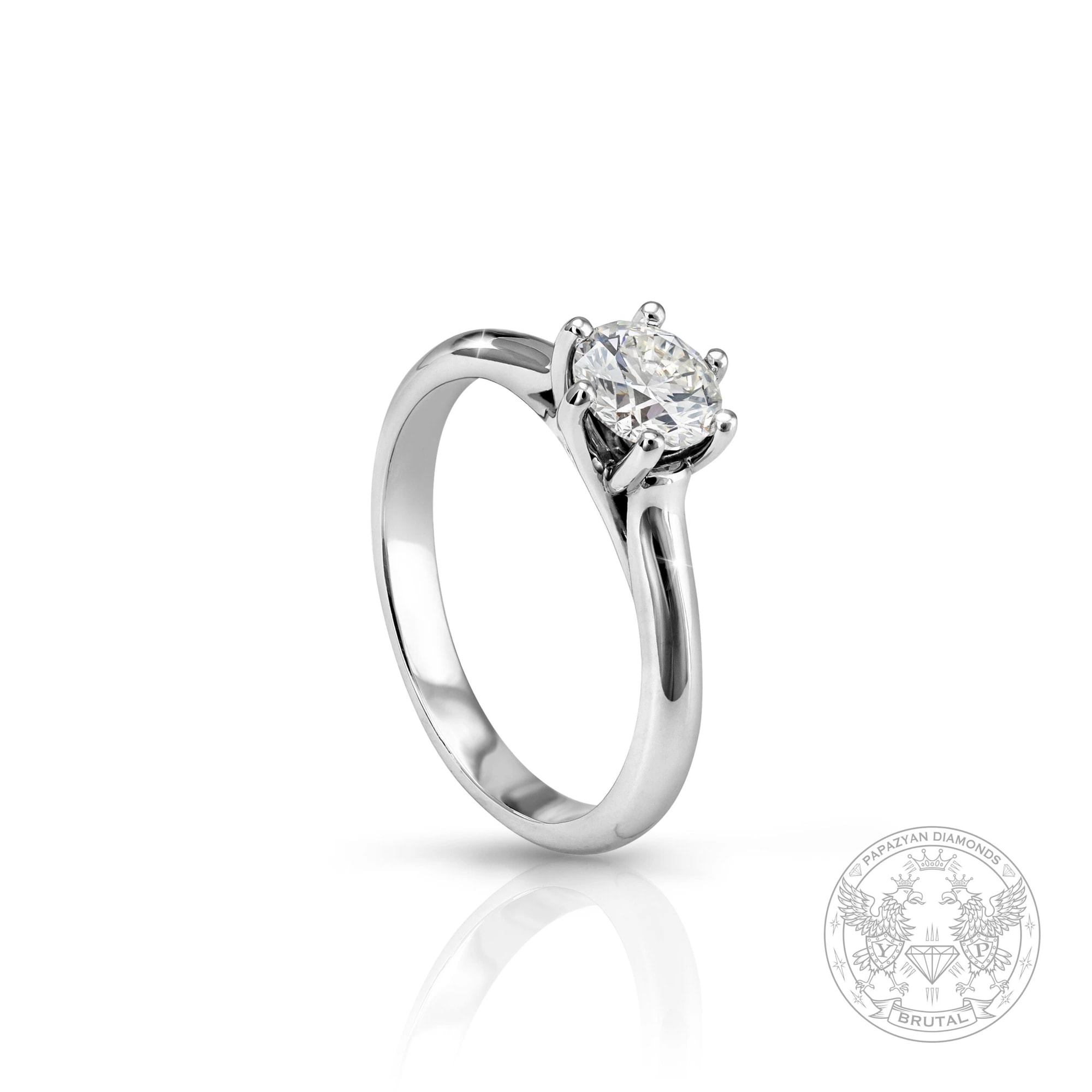 Годежен пръстен с диамант 0,7 ct и странични брилянти 0,015 ct в бяло злато 585 — GIA сертифициран — снимка 1