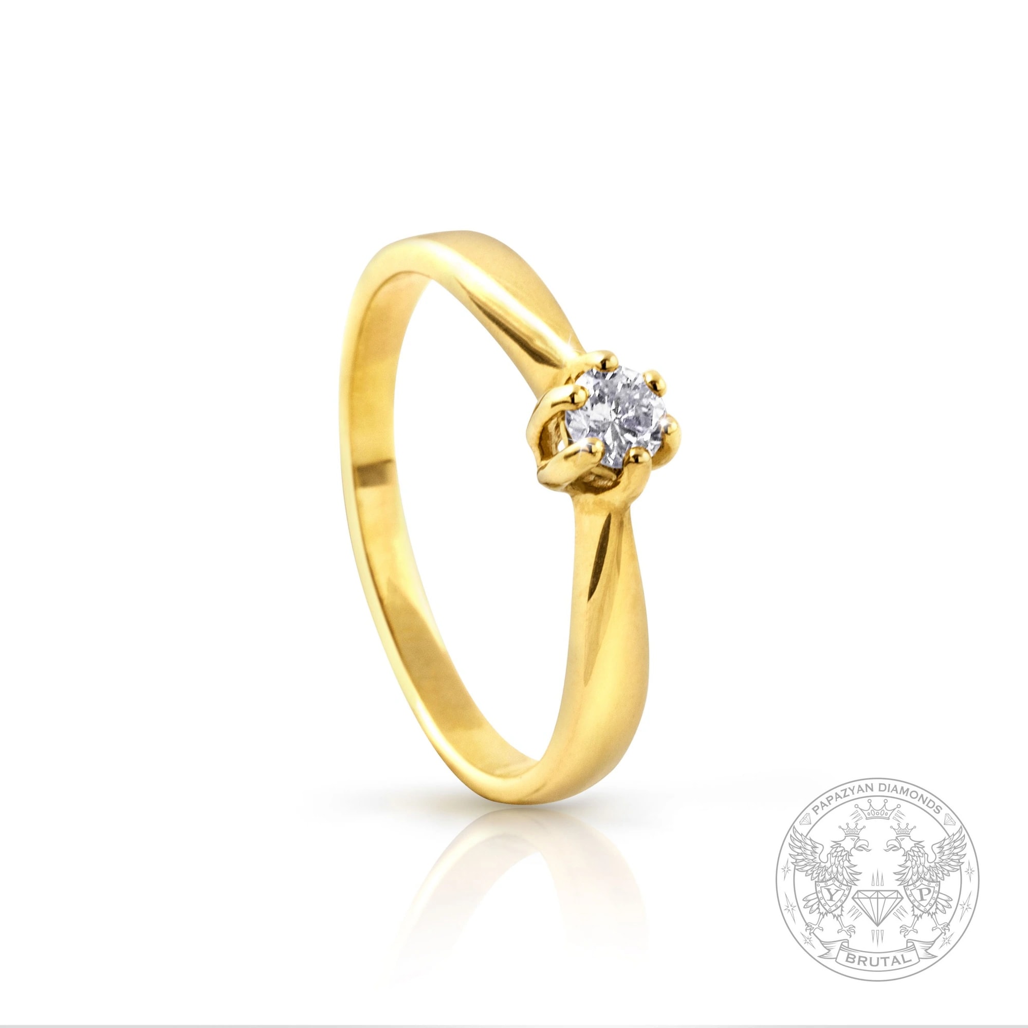 Годежен пръстен с диамант 0,13 ct в жълто злато 585 — снимка 1