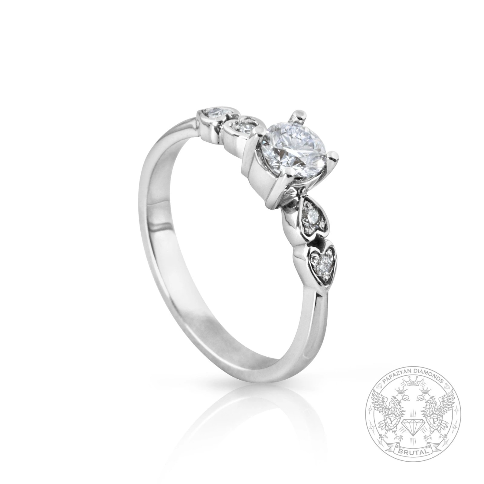 Годежен пръстен с диамант 0,4 ct и странични брилянти 0,03 ct в бяло злато 585 — снимка 1