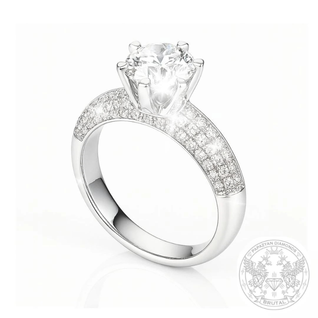 Годежен пръстен с диамант 1,23 ct и странични брилянти 0,37 ct в злато 750 — GIA сертифициран — снимка 1